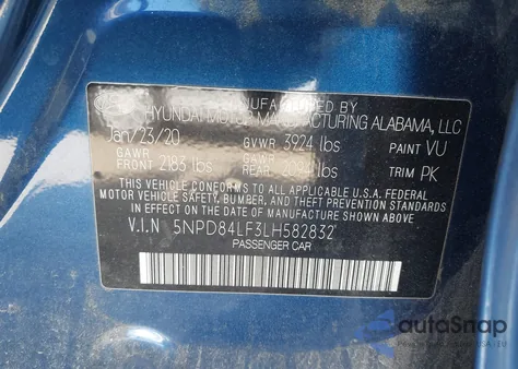 2020 Hyundai Elantra Sel from USA, damaged, VIN 5NPD84LF3LH582832